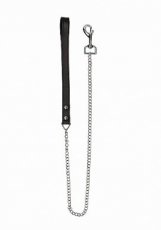 Leather Handle Chain Lead - Black  PAI009BLK Leather Handle Chain Lead - Black