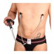 Nipple clamps + leash (metal + leather) RED056BK Nipple clamps + leash (metal + leather)
