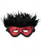 Rood luxe oogmasker met veren1 Rood luxe oogmasker met veren